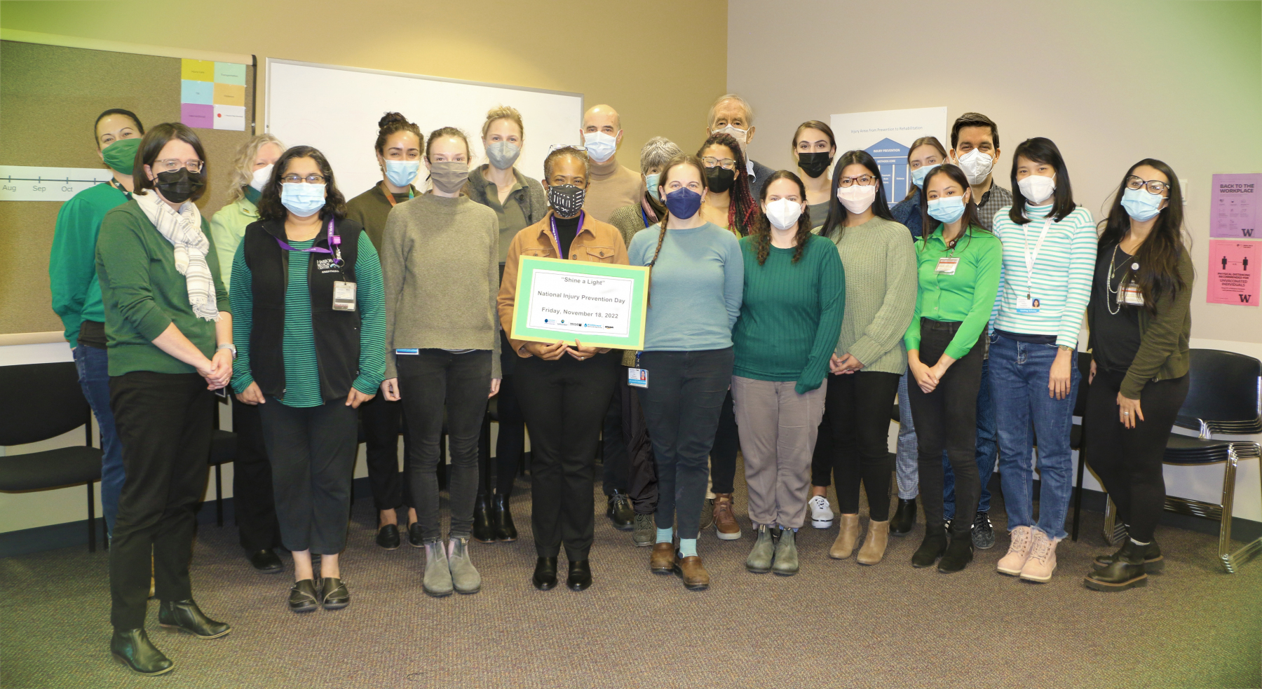 HIPRC faculty and staff wear green in honor of National Injury Prevention Day.