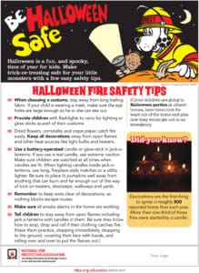 Flier features Sparky the Dog and provides safety tips and information to "help make trick-or-treating safe for your little monsters"