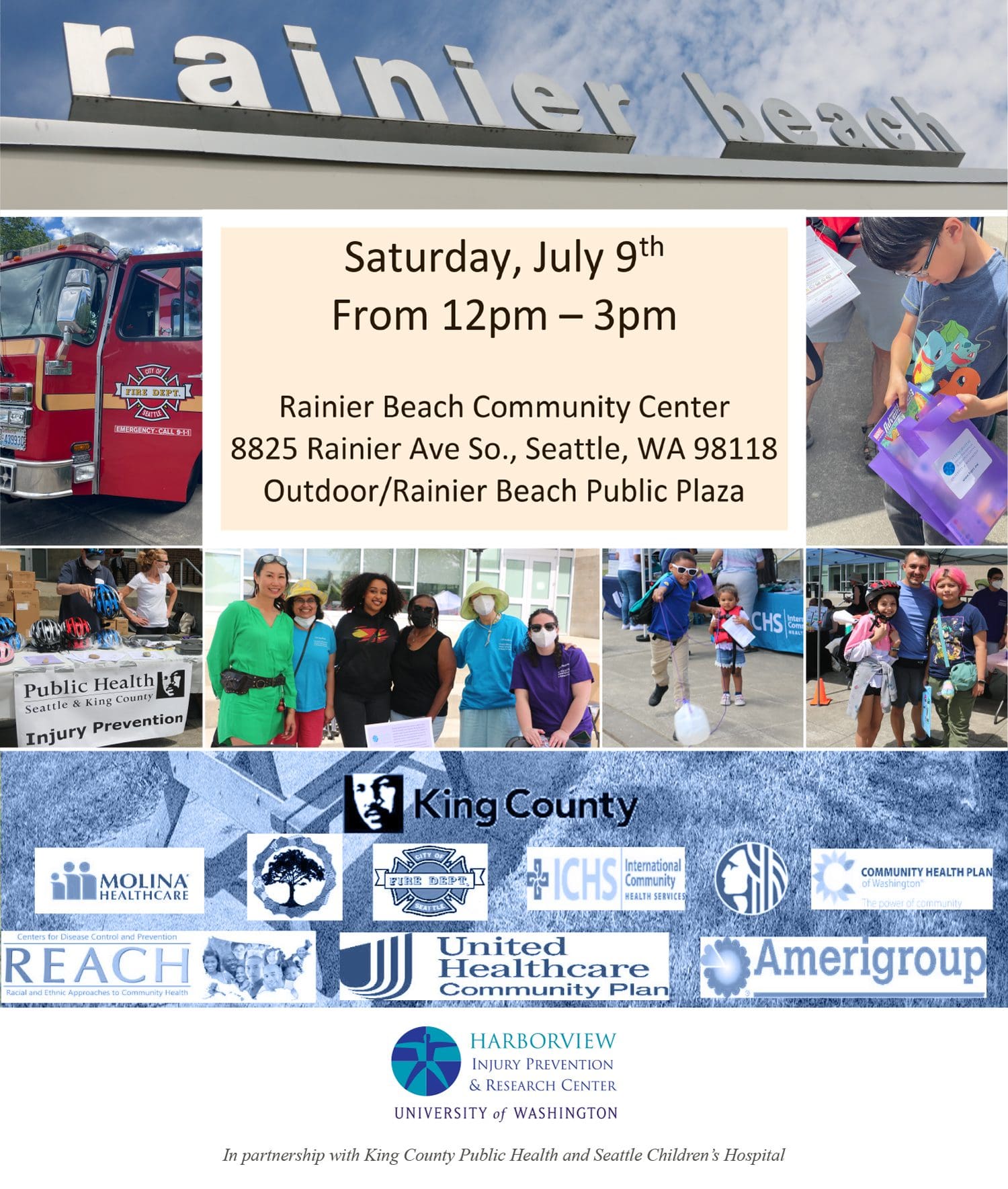 Rainier Beach, Saturday, July 9th from 12pm-3pm, Rainier Beach Community Center, 8825 Rainier Ave So., Seattle, WA 98118, Outdoo/Rainier Beach Public Plaza
