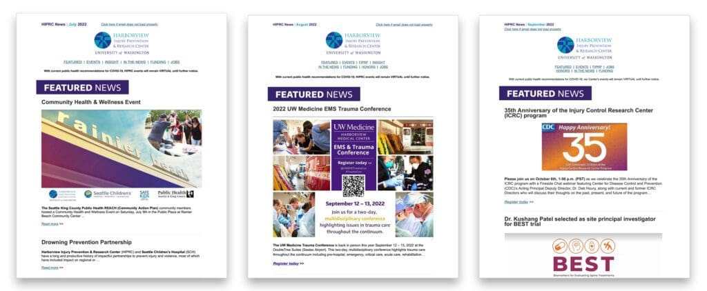 Sample HIPRC Newsletters (July, August and September, 2022)